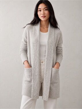 Banana Republic Extra Fine Merino Wool Alpaca Cardigan Light Heather Gray XS